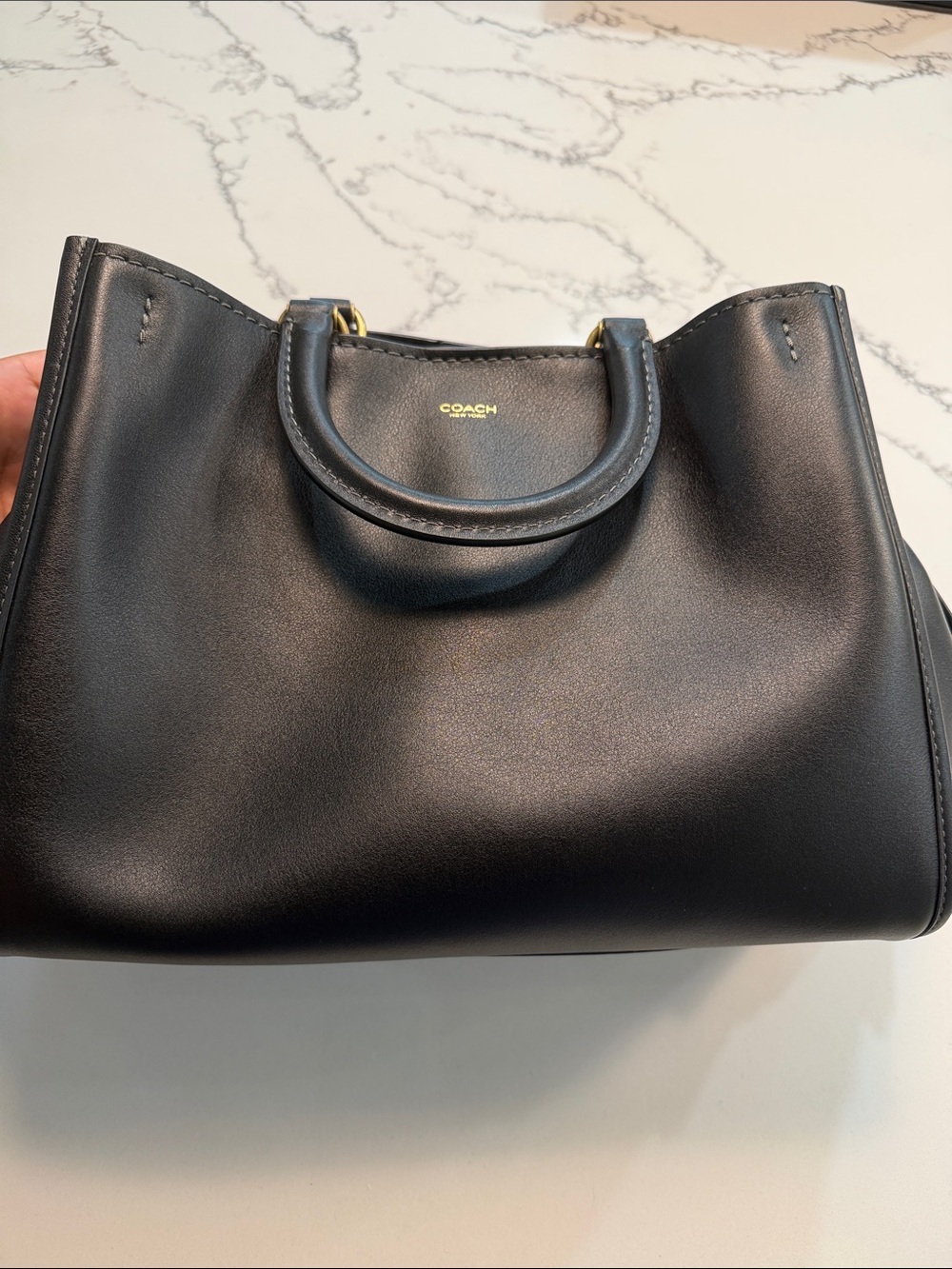 COACH Rogue 31 Black Soft Leather Satchel with Gold Logo